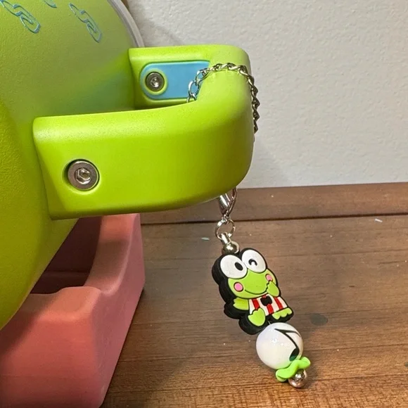 Stanley Lime Green Keroppi Travel Mug with Handle and Charms - Picture 3 of 8
